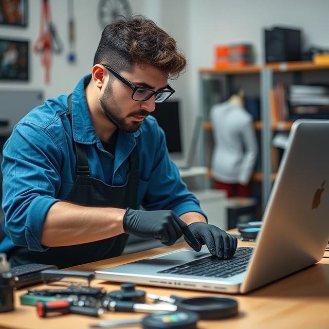 man from 3477675918  servicing a laptop computer